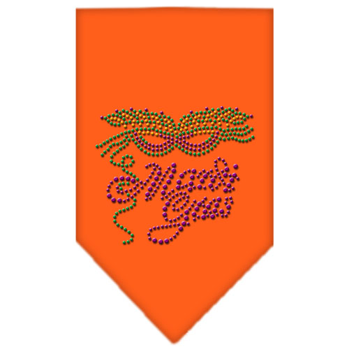 Mardi Gras Rhinestone Bandana Orange Small